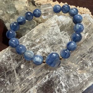 High quality all natural Kyanite with clear quartz cube